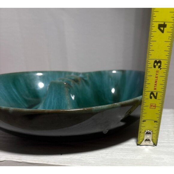Blue Mountain Pottery Ashtray Kidney Shaped Green Drip Glaze 7" MCM Canada - Picture 10 of 10